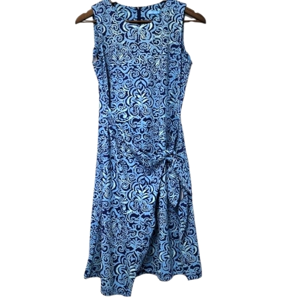 J McLaughlin Catalina Cloth Faux Wrap Side Tie Blue Sleeveless Dress Size Small - Picture 1 of 7